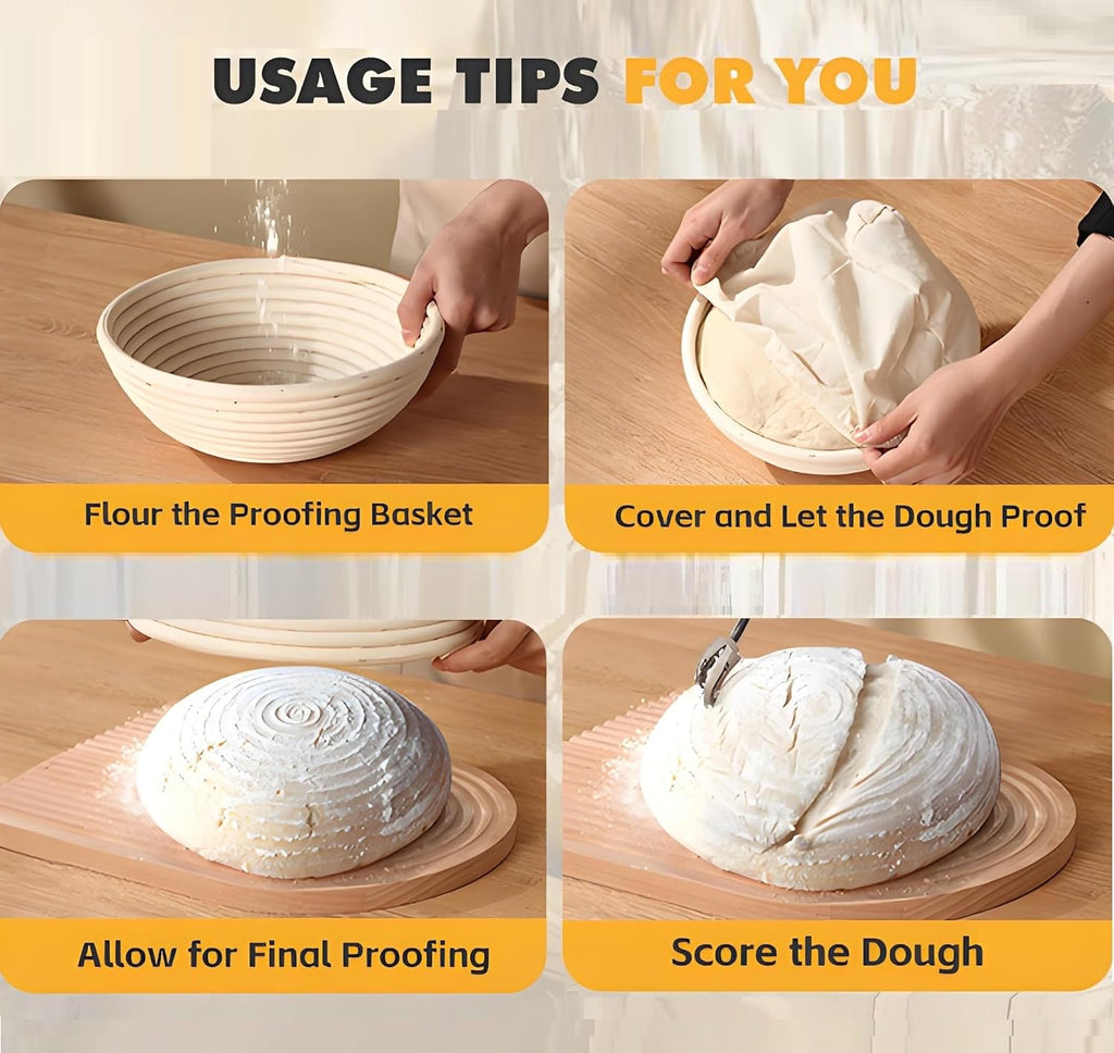 Sourdough Bread Baking Supplies, Bakery Premium Round Banneton Basket 2 Pack with Liner - Perfect Brotform Proofing Basket for Making Beautiful Bread