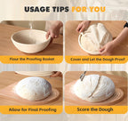 Banneton Bread Proofing Basket,9 Inch Round Banneton Basket, Sourdough Bread Baking Supplies with Cloth Liners for Making Beautiful Bread