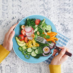 9.6'' Serving Bowls, Bamboo Fiber Salad Bowls Set of 4, 2.6Qt/84 Ounce, Large Bowls for Kitchen,Curvy Shape Big Deep Bowl for Salad,Vegetable,Fruit,Cereal, Lightweight & Easy to Clean(Multi Turquoise)