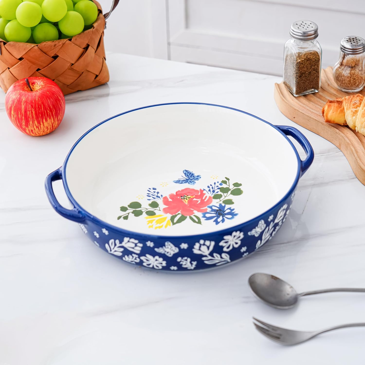 Wisenvoy Pie Pan Ceramic Pie Dish 9.8 Inches Pie Plate Porcelain Deep Dish Pie Pan Non-Stick Pie Pans