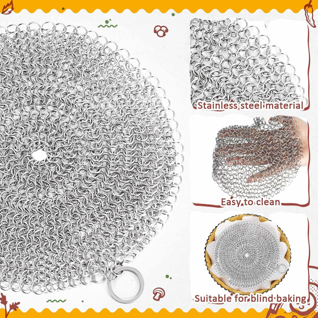 Patelai 2 Pcs Stainless Steel Pie Weights for Baking Universal Fit Pie Weight for 7-10 Inch Pies Round Metal Pies Weights Chain Dishwasher Safe Durable Blind Baking Dough Cooking Pastry (10 Inch)