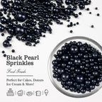 Black Pearl Sugar Sprinkles, Edible Black Sprinkles for Cake Decorating, 150g/5.29oz, Baking Cake Decorations, Ice Cream Toppers, Cupcakes, Cookies, Birthday, Wedding Party Chirstmas Supplies