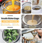 Stainless Steel Fine Mesh Strainers, Set of 3 Sizes Strainer for Kitchen, Wire Sieve with Insulated Handle Kitchen Strainer, Baking Tools Colander, Food Preparation, Flour Sifter, Rice, Pasta Strainer