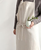 HANEE Kitchen Apron for Women & Men (9 Colors) Linen Cooking Aprons with pocket