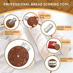 Bread Lame Sourdough Scoring Tool,Wooden Lame Bread Scoring Tool with 5 Razor Blades and Leather Storage Cover,UFO Bread Lame Dough Scoring Tool for Bread Baking