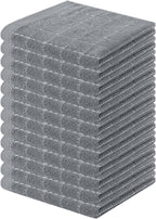Homaxy 100% Cotton Terry Kitchen Dish Cloths, Ultra Soft and Absorbent Dish Towels for Kitchen, Suitable for Drying and Washing Dishes, 12 Pack, 12 x 12 Inches, Grey
