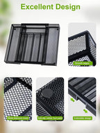 Silverware Organizer Metal Mesh, Drawer Organizer, Utensil Cutlery Tray for kitchen drawers,Expandable Flatware Organizer with 7 Compartment Black 9.4"~17.3" x 13.7"