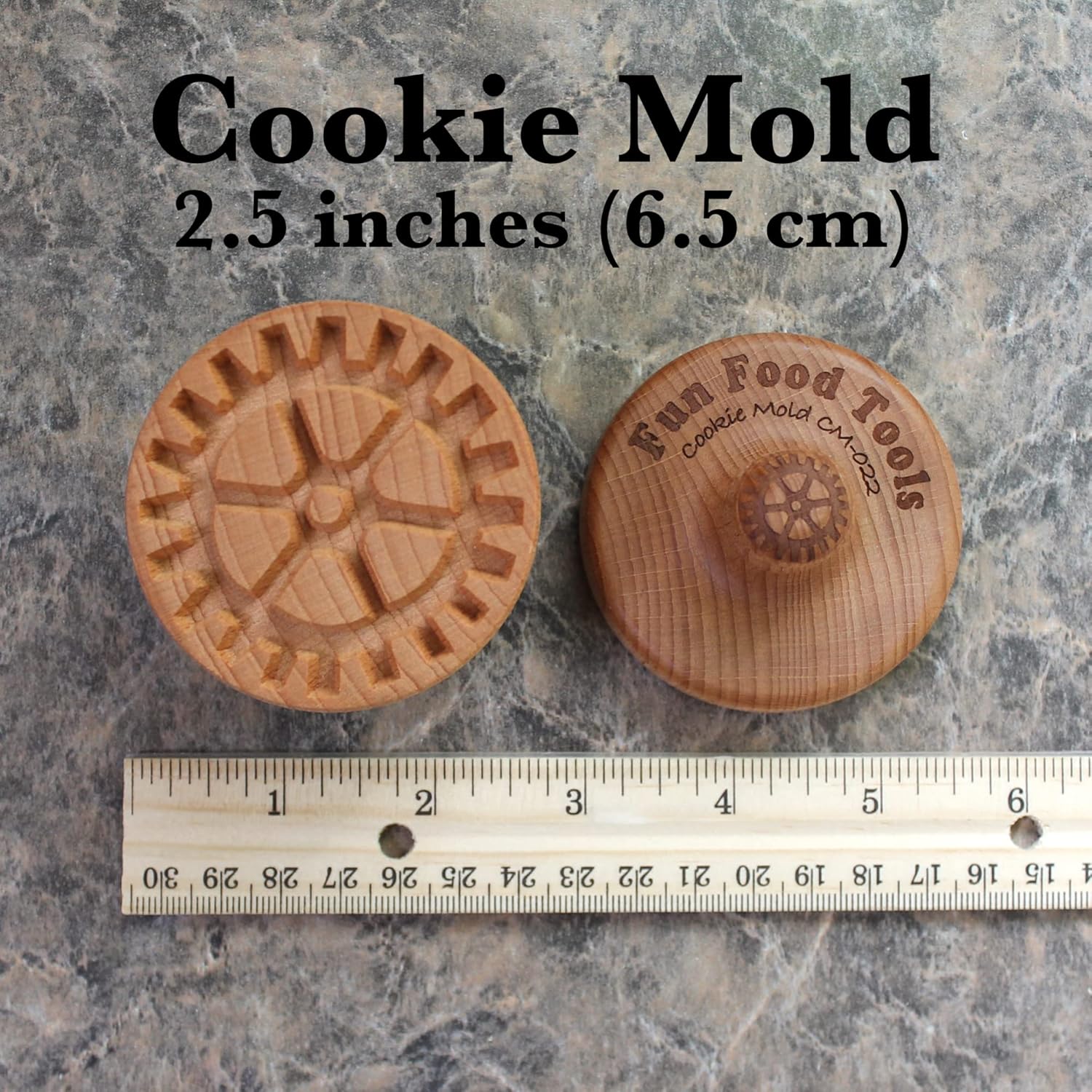 Wood Cookie Stamp, 2.5 Inch (Gear CS-022)