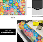 Coffee Mat for Kitchen Counter - Hide Stain Absorbent Dish Drying Mat, Rubber Coffee Bar Mats, Drying Pads, Accessories Fit Under Tea Pot, Cafe Maker, Espresso Machine, Dish Rack, 19"x12", Flowers