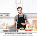 GREEN LIFESTYLE 12 Pack Bib Apron - Unisex Black Aprons, Machine Washable Aprons for Men and Women, Kitchen Cooking BBQ Bulk (Pack of 12, No Pockets, Black)