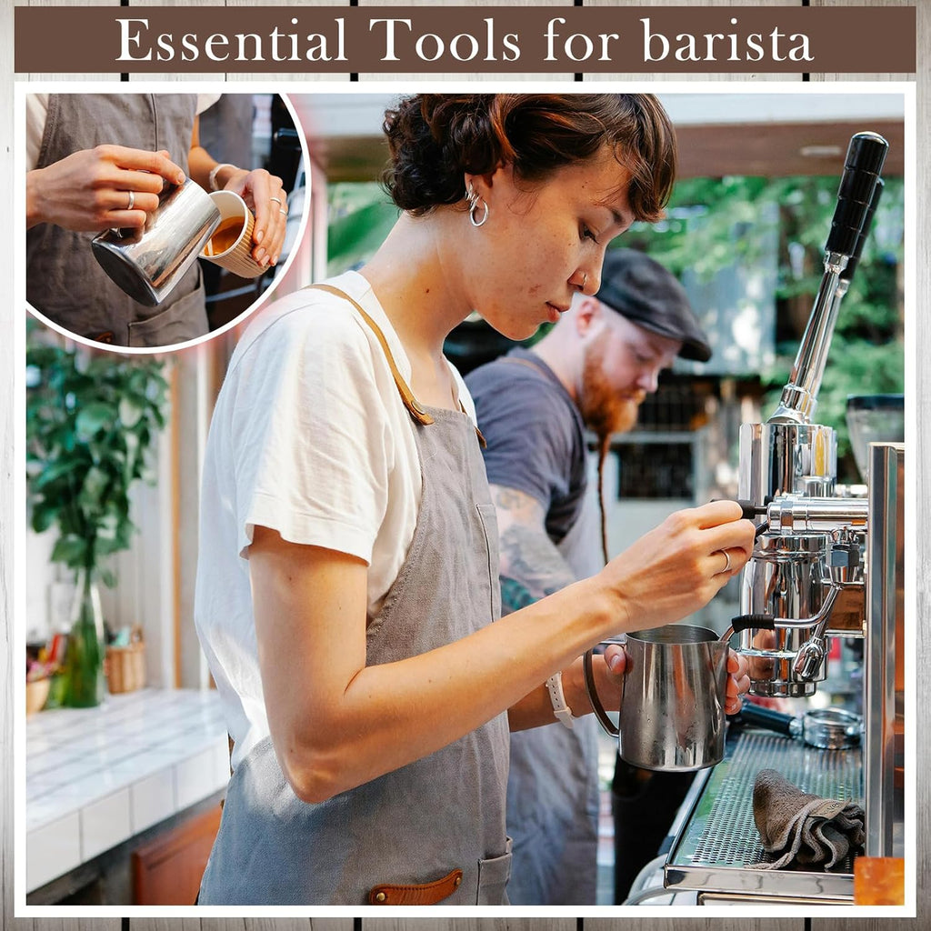 Dandat 8 Pcs Milk Frothing Pitcher Espresso Steaming Pitchers 12 Oz Stainless Steel Milk Steamer Cup Frother Jug for Espresso, Latte Art, Chai Cappuccino Hot Chocolate