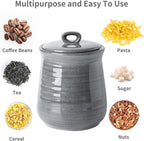 Hasense Coffee Canister with Airtight Lid, Porcelain Food Storge Container for Kitchen, Large Cookies Jar for Countertop, Ideal for Coffee Bean, Flour, Sugar, Cereal, 80 FL OZ(Grey)