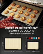 Katbite Silicone Baking Mat Colorful Collection - Set of 3: 2 Half Sheets Mats (11 5/8" x 16 1/2") + 1 Quarter Baking Sheet, Reusable & Nonstick Bakeware Mats for Cookies, Macarons, Bread (Black)