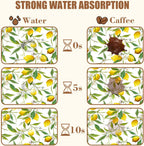 Lemon Fruits Coffee Mat Absorbent Dish Drying Mat for Kitchen Counter Hide Stain Rubber Backed Coffee Bar Accessories Fit Under Espresso Machine Cafe Table, 11.8 x 19.7 Inch