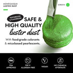 MONÉGASQUE Green Edible Glitter for Drinks 7g – Edible Glitter for Cakes & Cocktails – Green Luster Dust for Drinks – Halloween Drink & Cake Decorations Dust Powder Spray – Cocktail & Drink Shimmer
