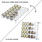 Amazing Abby 2-Pack 24-Slot Flat Acrylic Coffee Pod Holder, Large-Capacity Plastic Coffee Capsule Storage, BPA-Free and Shatter-Proof, Great for Use on Countertop or in Drawer, Up to 48 Keurig K-Cups