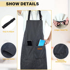 Handepo 4 Pcs Kitchen Cooking Aprons with Pockets Adjustable Waterproof Baking Apron for Women Men, Chef,BBQ, Christmas Gift