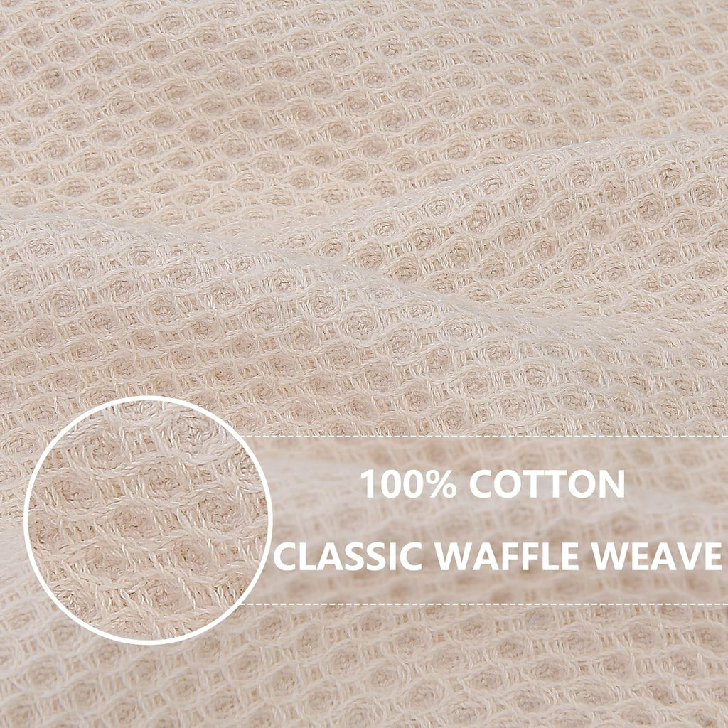Homaxy 100% Cotton Waffle Weave Kitchen Dish Cloths, Ultra Soft Absorbent Quick Drying Dish Towels, 12 x 12 Inches, 8-Pack, Beige