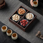 Rustic Wooden Serving Trays with Handle, Serving Platters, Charcuterie Board Set of 5 Nesting Food Trays for Serving Food, Home Decor/Breakfast/Coffee Table/Butler/Ottoman/Bed Tray