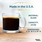 Libbey Clear Glass Coffee Mugs 13 oz. Set of 10, Bulk Pack - Perfect for Coffee, Tea, Espresso, Hot Cocoa, Other Beverages - Clear Bottom