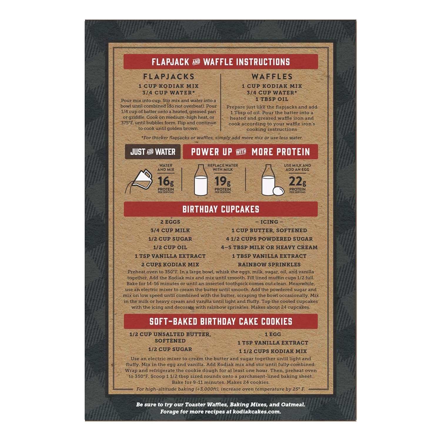 Kodiak Cakes Power Cakes - Protein Pancake Mix & Waffle Mix - 100% Whole Grain- Birthday Cake Flavor (Pack of 6)