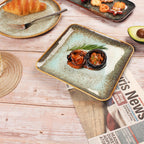 Ceramic Dinner Plates Dish Set,Set of 4,for Lunch snacks -Microwave Oven & Dishwasher Safe,Scratch Resistant,Dinnerware Kitchen Porcelain Serving Dishes,9 inch Square