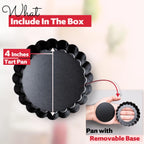 8 Pack Mini Tart Pans 4 Inch with Removable Bottom Round Nonstick Deep Quiche Pan, Heavy Duty Perfect for Baking Fruit Tarts, Quiches & Dessert