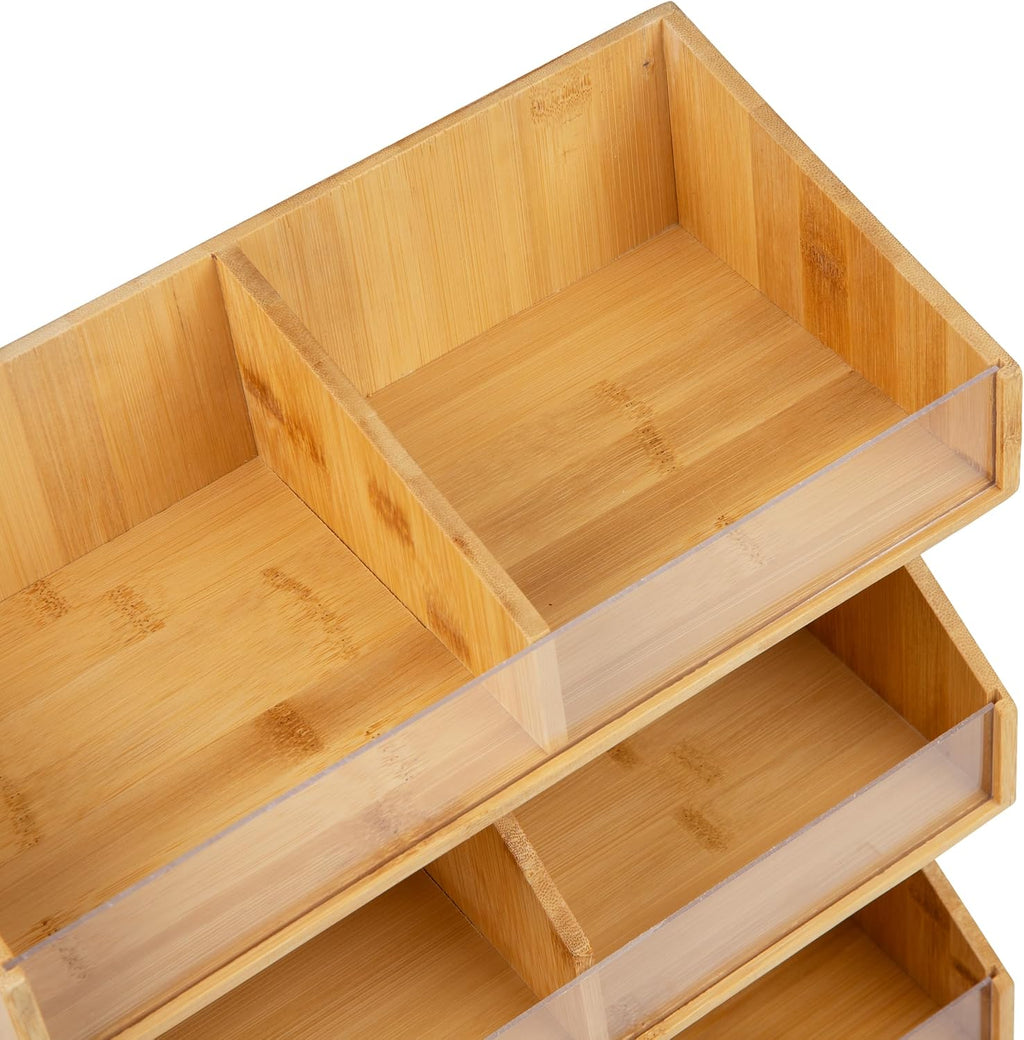 Mind Reader Coffee Pod Condiment Station, Countertop Organizer, Kitchen, Rayon from Bamboo, 13" L x 6.25" W x 15.25" H, Brown