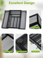 Silverware Organizer Metal Mesh, Large Drawer Organizer, Utensil Cutlery Tray for kitchen drawers, Expandable Flatware Organizer with 8 Compartment Black 11.6"~20" x 17.3"