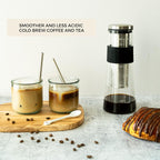 Cafe Crush Club Cold Brew Coffee Maker | Fire Toughened Borosilicate Glass | 304 Stainless Steel Infuser | 1000ml / 34 oz | Cold Brew Iced Coffee Pitcher