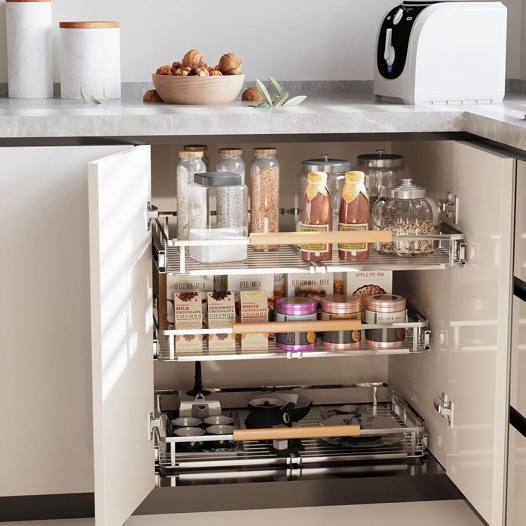 Expandable Pull Out Cabinet Organizer, Adjustable Width:23.2~39.9''W x 22.5''D Under Sink Organizer, Drawer Storage Shelves for Kitchen, Bathroom, Closet, Pantry, Cupboard, Pots, Pans
