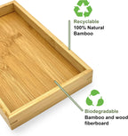 Bam & Boo (2-Pack) Natural Bamboo Rectangle Serving & Vanity Tray - for Kitchen, Bathroom, Countertop, Coffee Table (13.75" x 10.25" x 1.2")