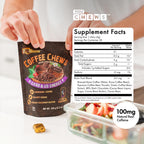 Coffee Chews - Grab & Go Energy with 100mg per Chew of Clean, Green Caffeine. with Real Organic Ingredients, Low Sugar, Great Bold Taste & Long Lasting Energy Boost (Pack of 2)