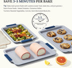 BRONYPRO Non Stick Ceramic Baking Sheet Pan Set of 3, Natural Non Toxic Cookie Sheets for Baking - PFOA, PTFE Free, Heavy Duty Aluminized Steel Oven Trays for Cooking with Silicone Handles, Navy