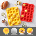 2PCS Silicone Mini Muffin Cupcake Pan, Non-Stick 24-Cavity Silicone Muffin Pans for Baking, Great for Making Muffin, Cakes, Tart, Bread, BPA Free, Dishwasher Safe (Red+Yellow)