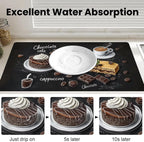 17"x 32" Coffee Bar Mat, Coffee Chocolate Absorbent Dish Drying Mat Cuttable Hide Stain Draining Table Pad for Kitchen Counter, Coffee Bar Accessories