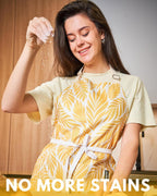 Premium Adjustable Cooking Aprons for Women with Pockets| Poly-Cotton Waterproof Kitchen Apron| Cute Floral Design, Long Ties