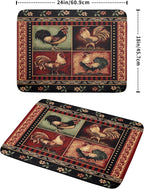 Farmhouse Rooster Dish Drying Mat 18 x 24 Inch Vintage Chicken Flower Absorbent Microfiber Dish Drying Pad Western Country Cabin Decor Dish Drainer Large Mat for Kitchen Counter Coffee Bar