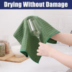 Homaxy Microfiber Waffle Weave Kitchen Dish Cloths, 12 x 12 Inch Ultra Absorbent and Solid Color Dish Towels for Kitchen Fast Drying Dishcloth for Washing Dishes, 8 Pack, Grass Green