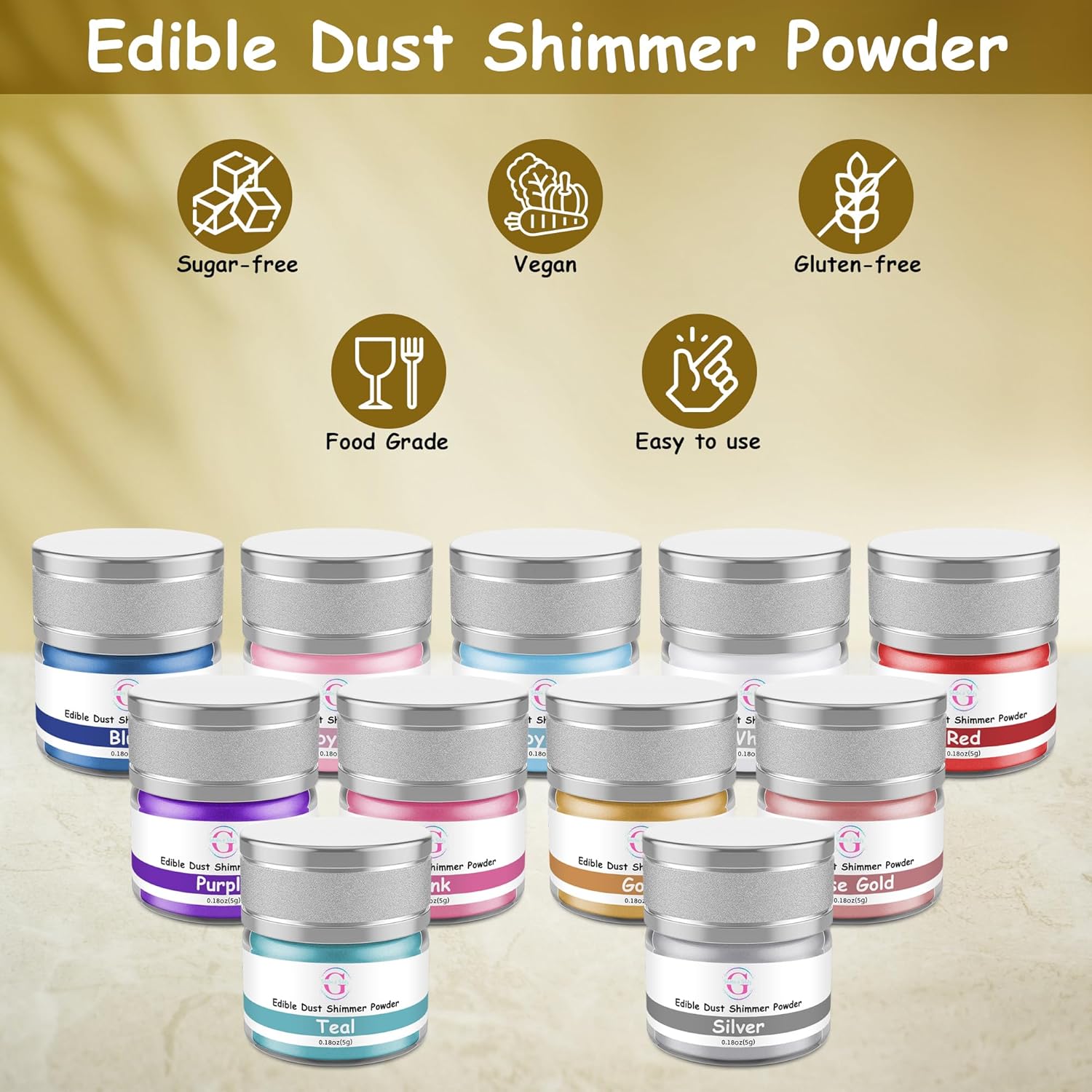 Glitter & Glitz Edible Glitter for Drinks - Premium Drink Glitter Edible Dust for Cocktails, Baking, Brew - Luster Dust and Cocktail Glitter - Edible Glitter for Drinks Decoration (Black, 5Grams)