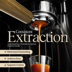 Bottomless Portafilter 54mm - Stainless Steel Filter Basket and Ergonomic Mahogany Wood Handle - Compatible with Breville 54mm Bottomless Portafilter Coffee Machine Models