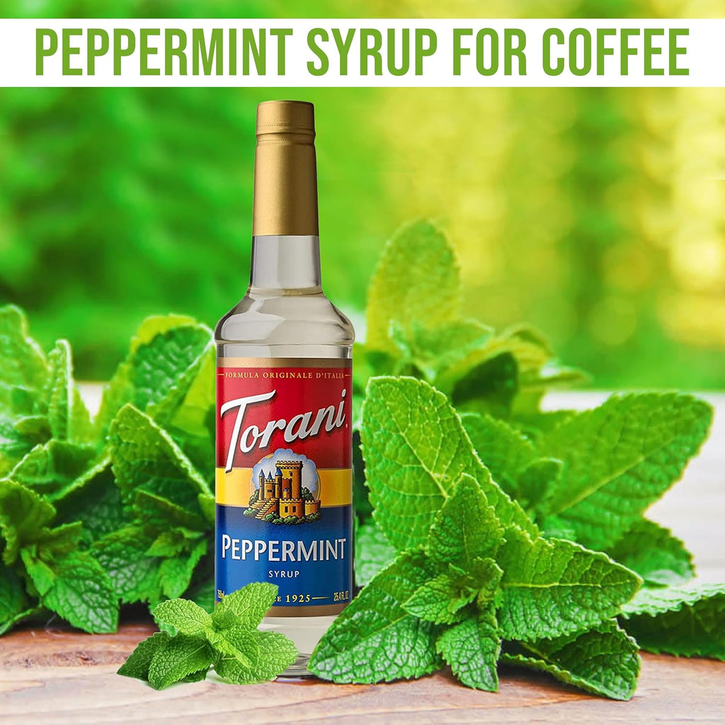 Jimoco® Syrup Pump Dispenser + Torani® Peppermint Syrup, 25.4 oz - Coffee Syrup Pump & Flavoring Bundle