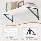 Heimlove White Deep Floating Shelves for Wall, 30W x 8D Wood Wall Shelves Set of 2, Wide Floating Bookshelf for Living Room, Kitchen, Office, Bedroom and Decor Storage, with Black Bracket - White