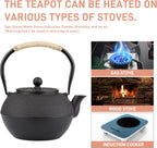 Small Tea Kettle, 40oz Tea Pot, Japanese Tetsubin, Cast Iron Teapot with Infuser for Stovetop Safe Coated with Enameled Interior (Black, 1200ml)