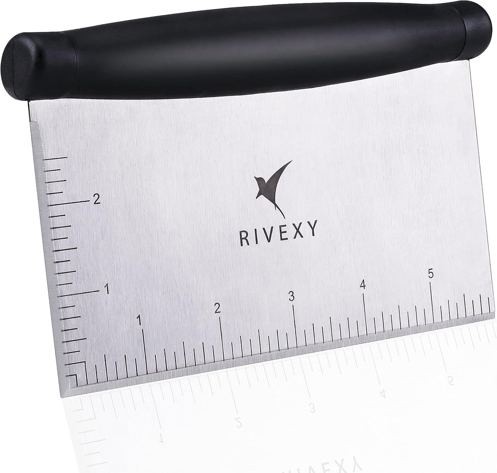 Stainless Steel Griddle Scraper for Flat Tops, Multipurpose Bench Scraper for Kitchen & Outdoor BBQ, Durable Bread Dough Cutter, Grill Scraper for Chopping, Dicing, Mixing Food and Cleaning