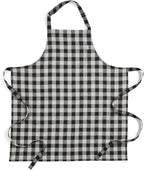 Solino Home Linen Bib Apron for Men & Women - Black and Cream Kitchen Apron with Front Pockets - Handcrafted from European Flax