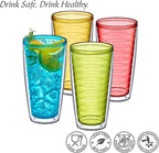 Amazing Abby - Alaska - 24-Ounce Insulated Plastic Tumblers (Set of 4), Double-Wall Plastic Drinking Glasses, Mixed-Color Reusable Plastic Cups, BPA-Free, Shatter-Proof, Dishwasher-Safe