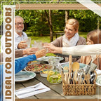 Glenmal Wicker Flatware Storage Basket Utensil Caddy Hand Woven Divided Cutlery Holder Kitchen Utensil Organizer Water Hyacinth Silverware Organizer with Handle for Countertop Party (Rectangular)