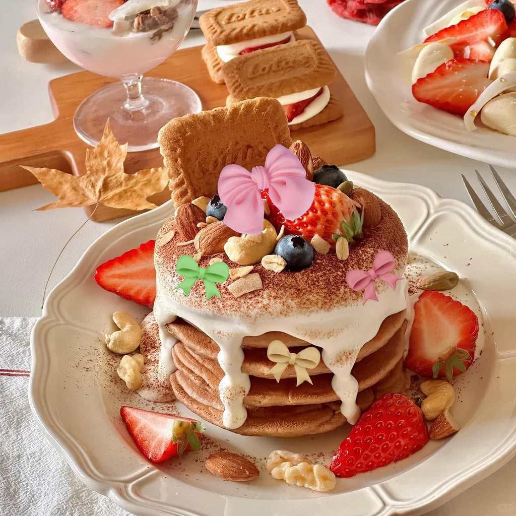 Bow Molds for Chocolate 4 PCS,Bow Chocolate Molds Silicone DIY Baking Supplies,for Chocolate, Fondant, Ice Cubes, and More(Square+round, Pink, 2.7in)