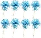 Ephlyn 30Pcs Foil Firework Cupcake Toppers Sparkle Tinsel Cupcake Picks Happy Birthday Cake Toppers Drink Stirrers Cocktail Food Toothpicks for Baby Shower Birthday Party Supplies Lake Blue